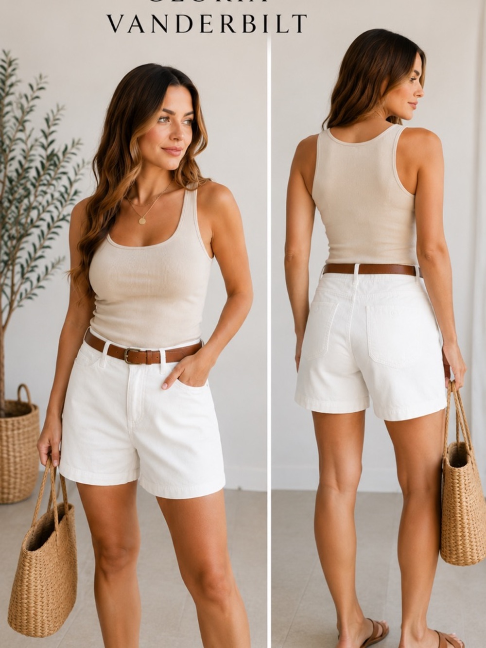 Gloria Vanderbilt White Cargo Walking Shorts with Pocket Rhinestone Accents